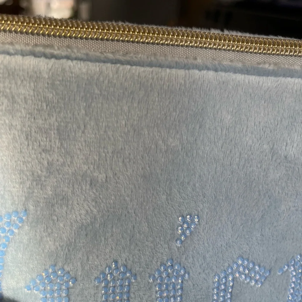 Juicy Light Blue Velour Pouch with Gold Zipper - Picture 3 of 8